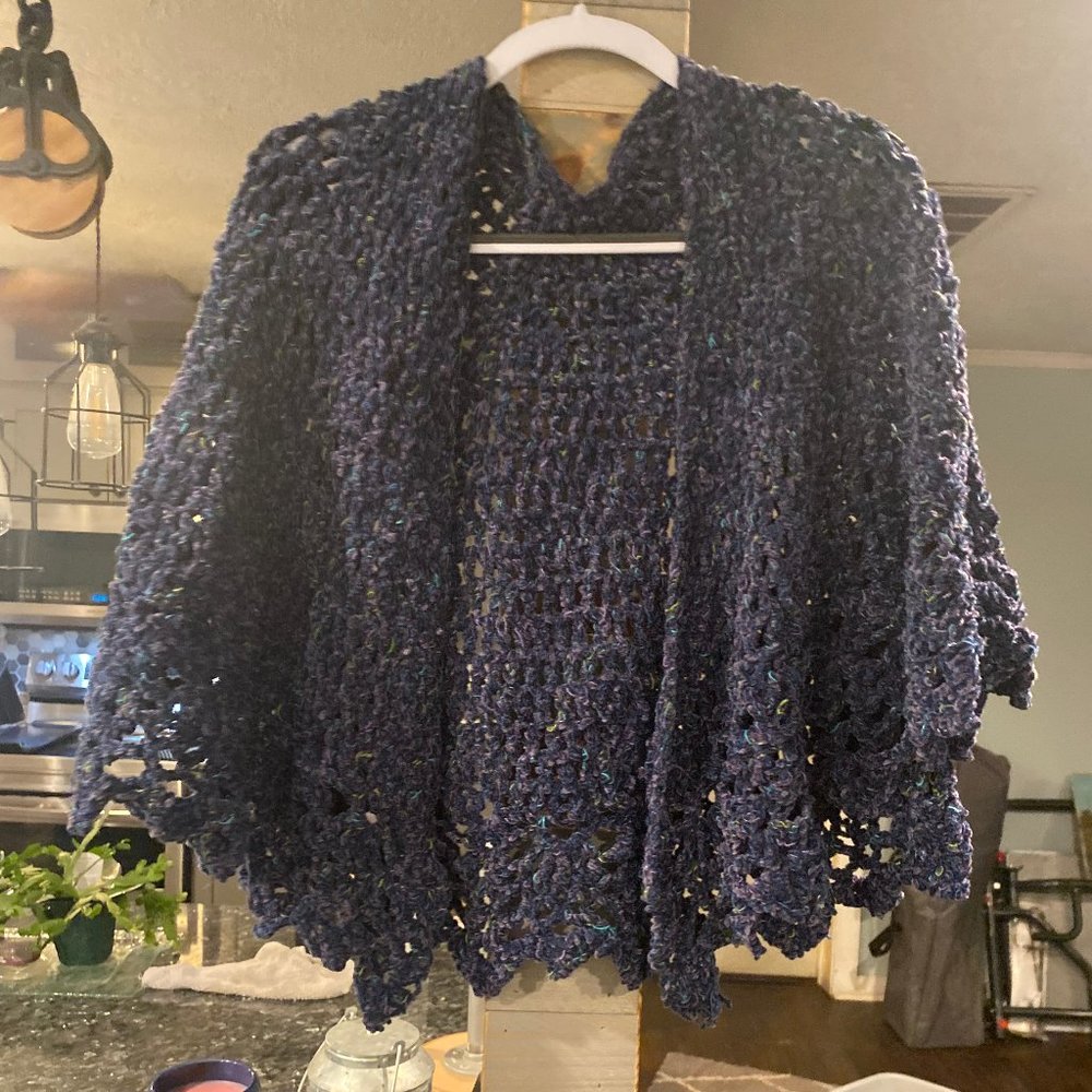 Hand made Chrocheted shawl made with a very beautiful yarn